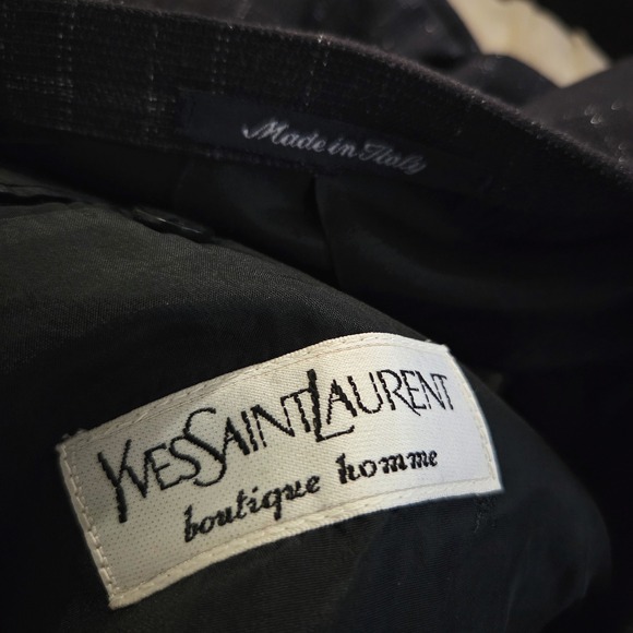 Vintage 80s Yves Saint Laurent Mens Double Breasted Blazer Jacket Italy Wool - Picture 7 of 8